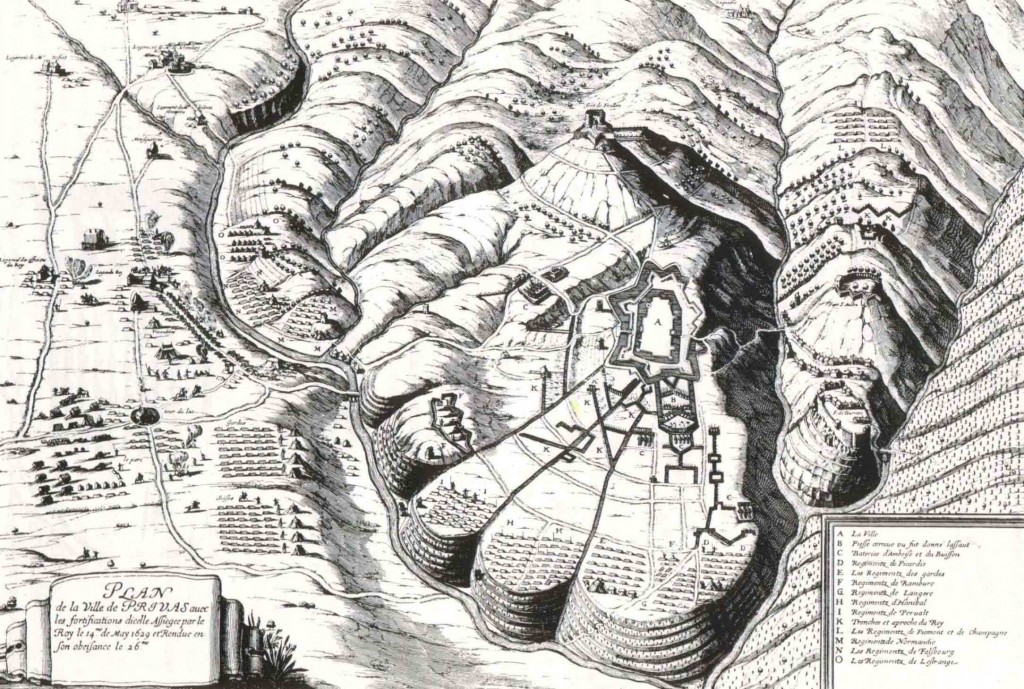 Gravure d'epoque du siege de Privas