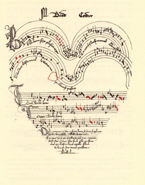 Baude Cordier - Partition de la chanson Belle, bonne, sage - MS 564 - Codex Chantilly