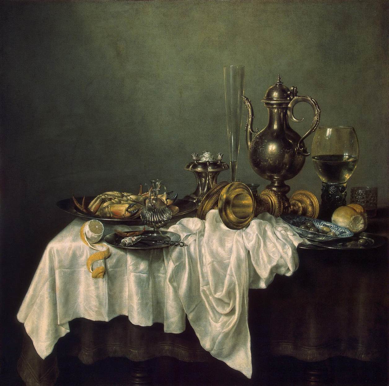 Willem Claeszoon Heda - Petite nature morte d'apparat au crabe - 1648 - 118x118 - Musée de l'Ermitage - Saint-Petersbourg