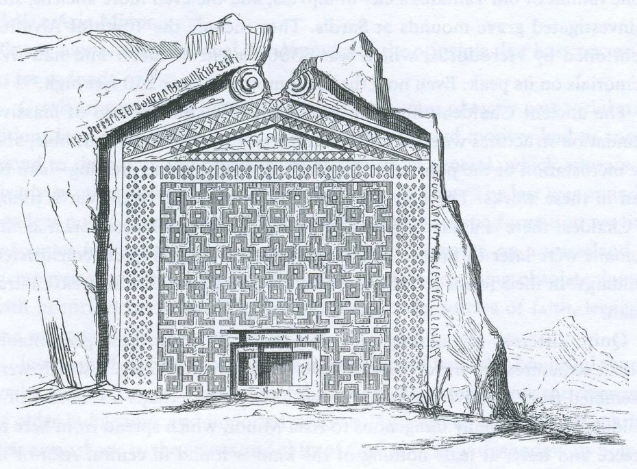  Façade de la tombe de Midas, planche tirée de G. Semper, Der Stil, Munich, 1860